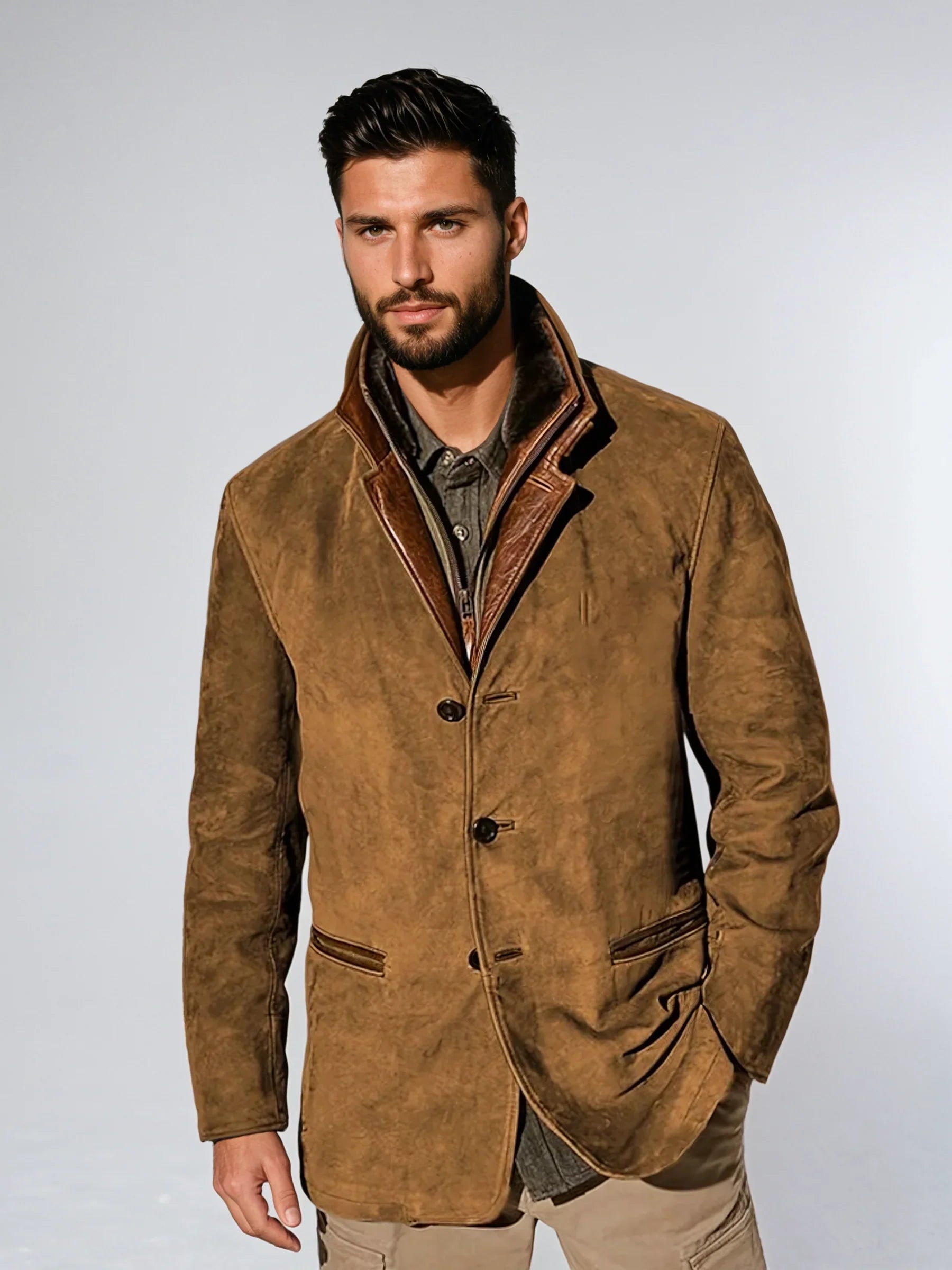 Veste Vintage à Col En Cuir | MonacoElegance™